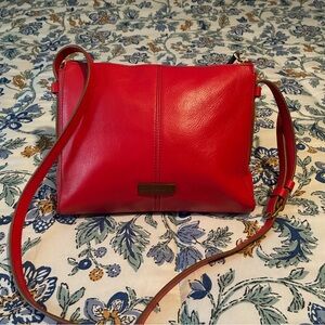 Fossil Bright Red Leather Crossbody Bag